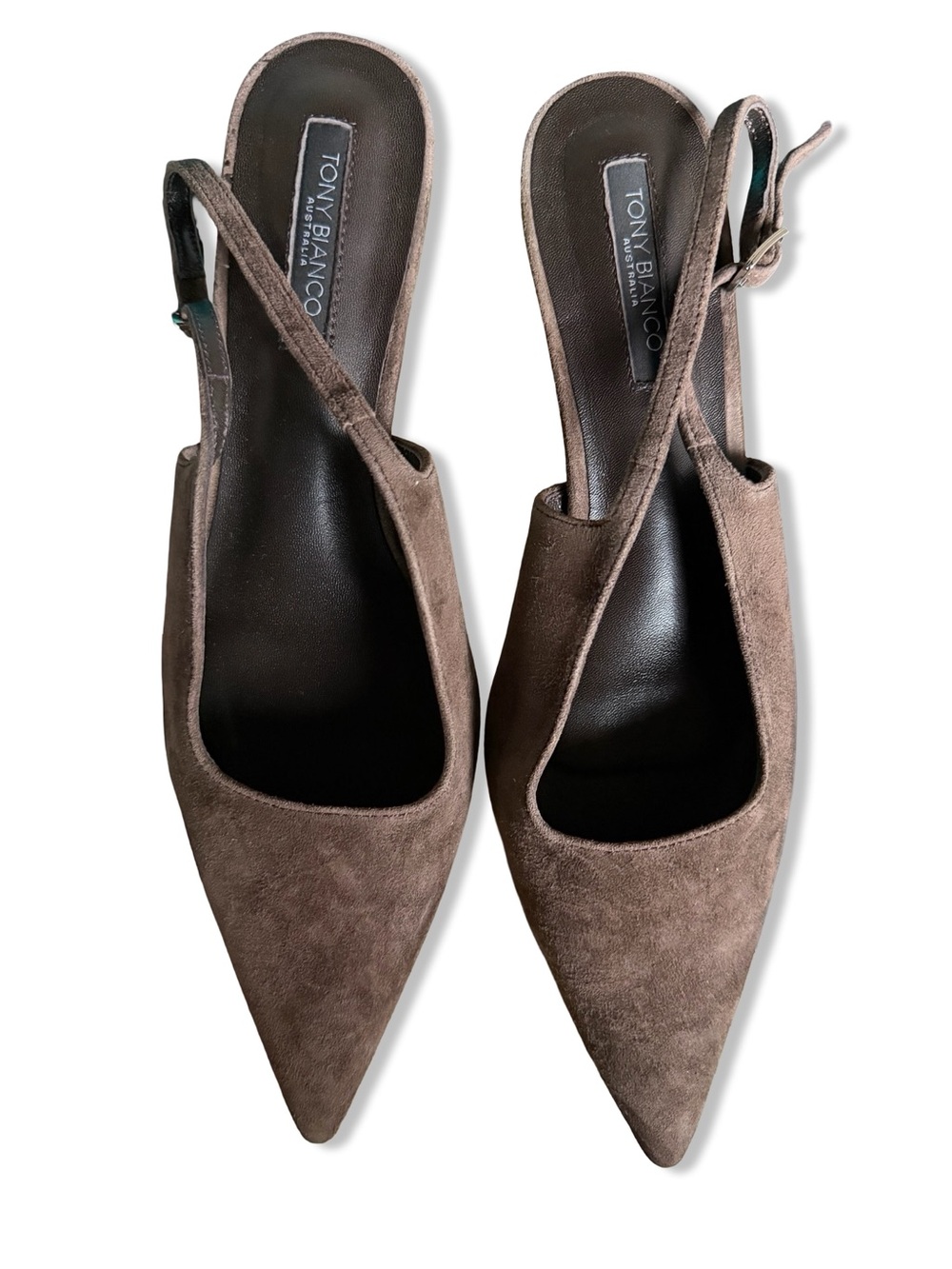 Tony Bianco Crush Slingbacks Pumps Espresso Suede Brown Shoes Revolve 7.5 - Picture 9 of 11